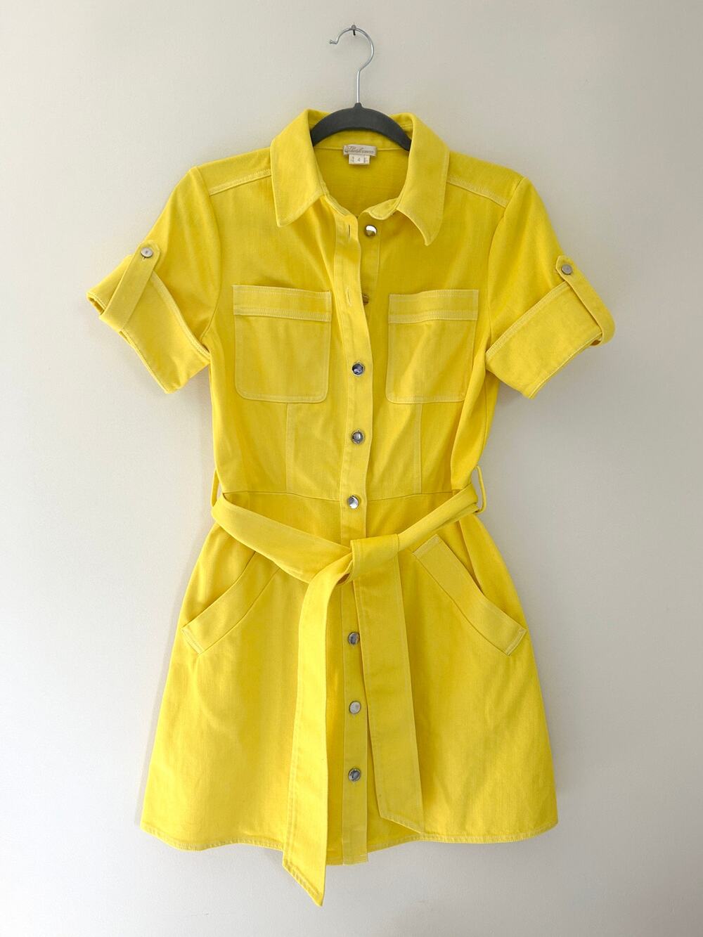 Shoshanna Corie Mini Dress - Bright Yellow Denim - Size 4 MSRP $398